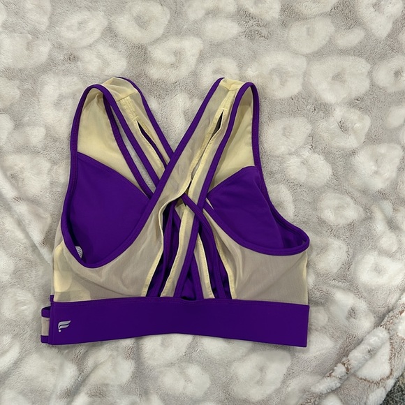 Fabletics Faye Medium Impact Sports Bra Purple Nude Mesh Size Medium - Picture 3 of 6